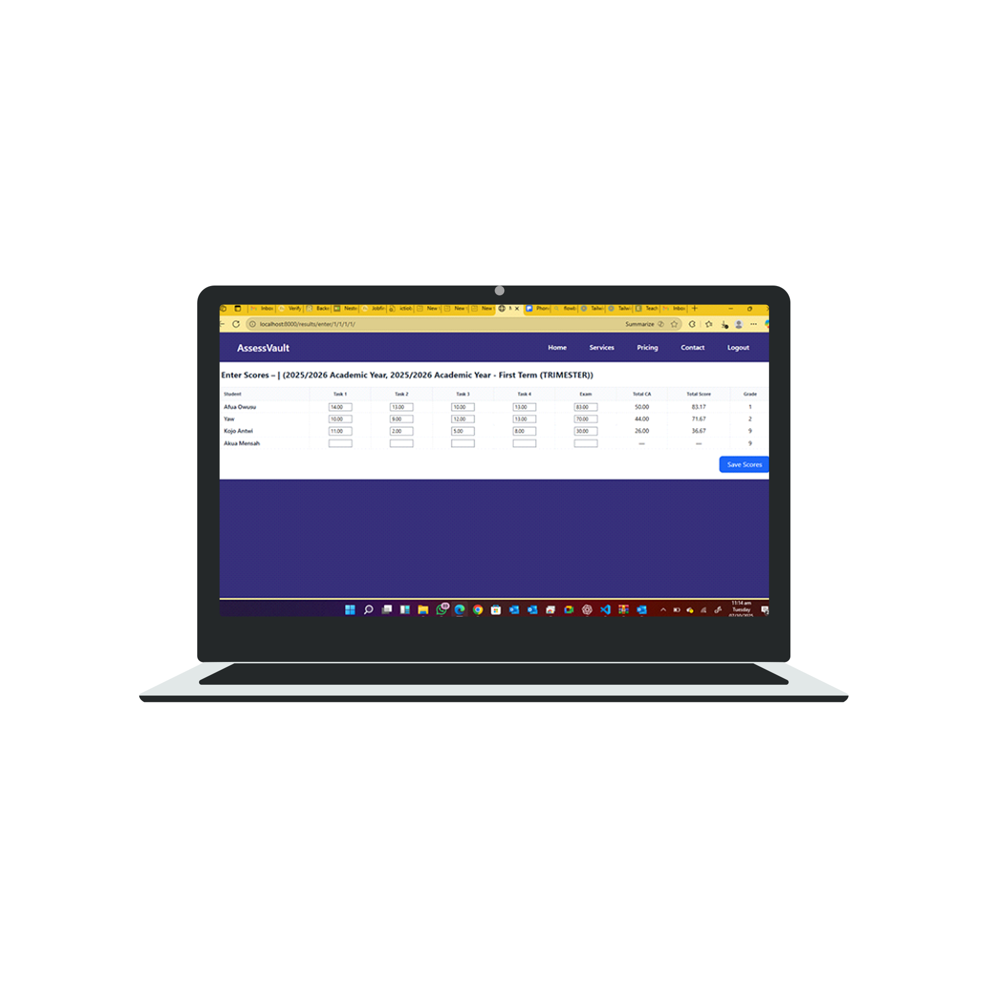 AssessVault Dashboard Mockup